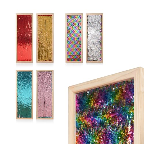 3 Piece Color Flip Sensory Sequin Board with Solid Wood Frame - DuoColor Shine Wall Touch Panel for Education. Sensory Rooms. Home. and Therapy - Ideal for Children & ASD